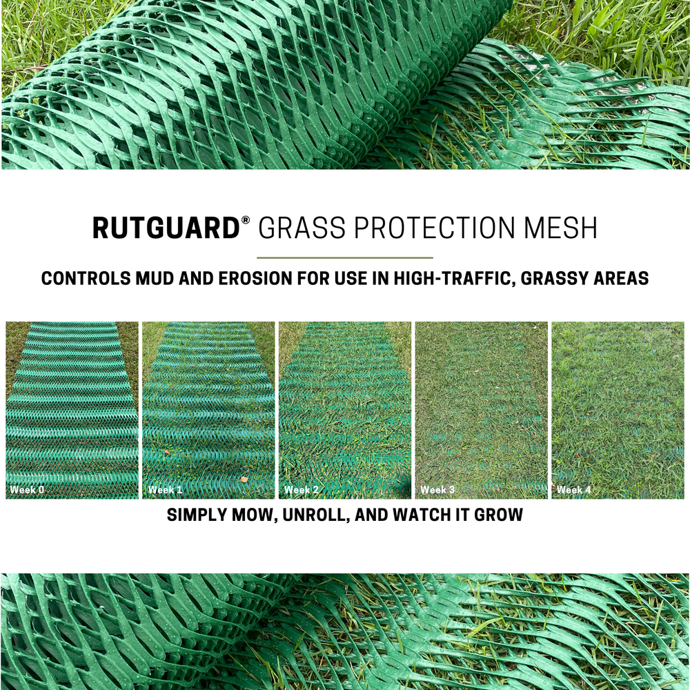 RutGuard Grass Protection Mesh - Short Roll $2/sf - Reinforcement for Grass Parking, Driveways - 3'x25' Roll (75sf)